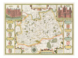 Map of Surrey, engraved by Jodocus Hondius Giclee Print by John Speed