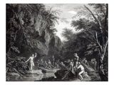 Saint John preaching in the Wilderness, engraved by John Browne, 1768 Giclee Print by Salvator Rosa