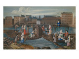 Ships with Fish Dealer and Washerwomen at Quai de la Megisserie, c. 1670 Giclee Print