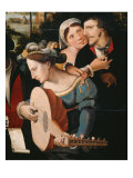 Gallant Scene or The Five Senses (Lute player and couple) reproduction procédé giclée