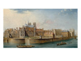 View of the Cloister of Notre-Dame Towards the River Seine Giclee Print by Nicolas & Jean Baptiste Raguenet