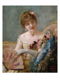 Portrait of a Woman with Fan, 1879 reproduction procédé giclée par Henri Gervex