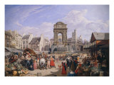 The Market and the Fountain of Innocents, 1822 Giclee Print by John James Chalon