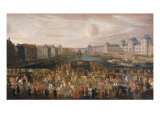 View of Pont Neuf from Place Dauphine with the Parading of King Louis XIV, 1665 reproduction procédé giclée