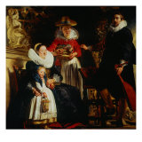 Portrait of the Artist's Family in the Garden reproduction procédé giclée par Jacob Jordaens