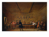 A Room of Game of Billiard at Paris, c. 1725 Giclee Print