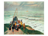 Waiting for the Fishermen in Brittany reproduction procédé giclée par Henry Moret