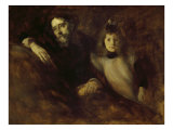 Alphonse Daudet with His Daughter reproduction procédé giclée par Eugene Carriere
