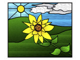 Stained Glass Sunflower Lámina giclée por Images Monsoon