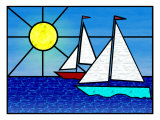 Two Sailboats Face the Sun Lámina giclée por Images Monsoon