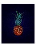 Pineapple on Royal Blue Background Giclee Print by Margaret L. Jackson