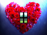 Roses Form Heart Shape with Window Photographie par Images Monsoon