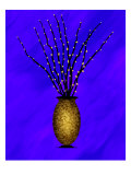 Sparkling Pussy Willow in Graphic Vase on Violet Background Giclee Print by Rich LaPenna