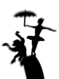 Silhouette of Ballerina Holding Umbrella with Performing Monkey Photographic Print by Winfred Evers