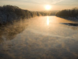 Connecticut River in Montague, Massachusetts at Sunrise on a Frosty Morning Photographic Print by John Nordell
