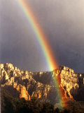Very Dark Gray Sky, Rainbow over Red Rocks, Sedona, Arizona, USA Photographic Print by Images Monsoon