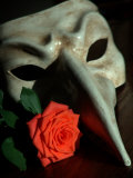 Still Life Photograph, a Traditional Venetian Mask with a Rose Photographic Print by Abdul Kadir Audah