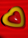 A Love Stone Heart with Red Background Photographic Print by Images Monsoon