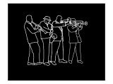 Neon Horn Band New Orleans Style Giclee Print by Rich LaPenna