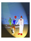 Three Clowns a Tiger and a Dog Giclee Print by Rich LaPenna