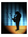 Silhouette of Saxophone Player Giclee Print by Rich LaPenna