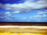 Sea and Empty Beach in at Night, Blackpool, England, Uk Photographic Print by Kevin Walsh