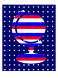 Global Domination; Red White and Blue Striped Globe over Stars Globe Giclee Print by Images Monsoon