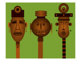 Men and Women Totem in African Masks Giclee Print by Rich LaPenna