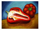 Ed Bell Peppers on Cutting Board Giclee Print by Images Monsoon