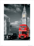 Double-Decker Bus, Piccadilly Circus, London プリント