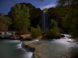 Lit Only by the Moon, Havasu Falls Thunders Through the Night Photographic Print by Michael Nichols