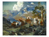 Emigrant Train at Donner Lake Giclee Print by Frank Tenney Johnson