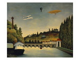 View of the Bridge at Sevres and the Hills at Clamart, St. Cloud and Bellevue, 1908 reproduction procédé giclée par Henri Rousseau