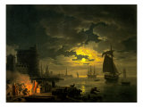 Entrance to the Port of Palermo by Moonlight, 1769 Giclée-Druck von Claude-Joseph Vernet