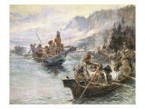 Lewis and Clark on the Lower Columbia Giclée-tryk af Charles Marion Russell Lewis and Clark on the Lower Columbia Giclée-tryk af Charles Marion Russell