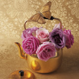 Roses, Teapot and Butterfly Posters af Louis Gaillard