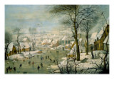 A Winter Landscape with Skaters and a Bird Trap Giclee Print by Pieter Bruegel the Younger