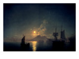 The Bay of Naples by Moonlight, 1842 Lámina giclée por Ivan Konstantinovich Aivazovsky