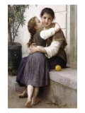 A Little Coaxing Poster von William Adolphe Bouguereau