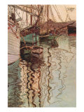 Sailboats In Wollenbewegten Water Poster von Egon Schiele