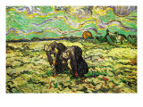 Two Peasant Women Digging In Field with Snow Posters by Vincent van Gogh