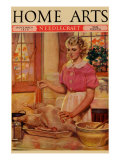 Young Mother Sews Up a Turkey Poster