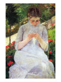Young Woman Sewing In The Garden Photo by Mary Cassatt