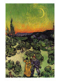 Landscape with Couple Walking and Crescent Moon Photo by Vincent van Gogh