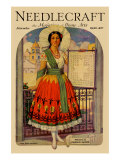 Hispanic Holds Up a Lace Design On a Frame Posters