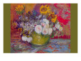 Still-Life with Roses and Sunflowers Print by Vincent van Gogh