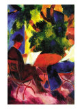 Couple At The Garden Table Affiche par Auguste Macke