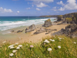Rock Stacks, Beach and Rugged Coastline at Bedruthan Steps, North Cornwall, England Photographic Print by Neale Clark