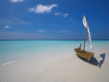 Traditional Dhoni on the Beach, Maldives, Indian Ocean, Asia Photographic Print by Sakis Papadopoulos