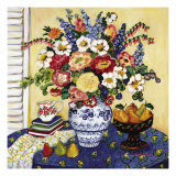 Ann's Favorite Blue And White Floral Giclee Print by Suzanne Etienne